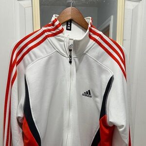 Adidas Red and White Zip-Up Jacket